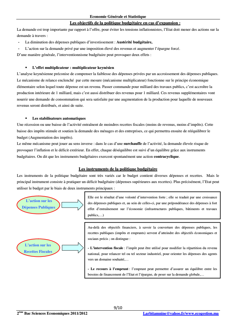 Les Instruments De La Politique Budgétaire